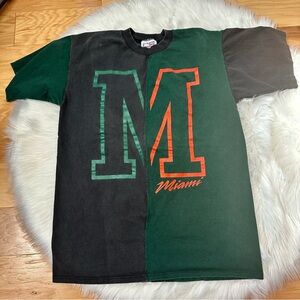 Rare Vintage Men’s Miami Hurricanes Colorblock Split M Crew Neck T-shirt